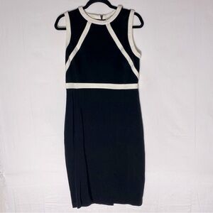 Ava & Aiden Black White Contrast Trim Mod Retro Chic Bodycon Dress Size 8
